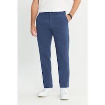 AC&Co / Altınyıldız Classics Erkek Indıgo Pamuklu Comfort Fit Rahat Kesim Yan Cepli Armürlü Esnek Pantolon İndigo