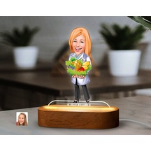 Bk Gift Kişiye Özel Diyetisyen Karikatürlü Dekoratif 3d Biblo Led Işıklı Gece Lambası-1, Arkadaşa Hediye Kobitmeyen138302 Bk Gift