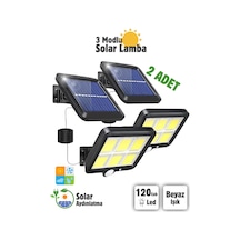 2 Adet 120 Cob Led Solar Panel Güneş Enerjili 3 Mod Duvar Lambası Bahçe