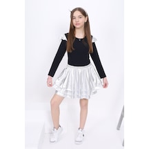 Toontoy Kids Toontoy Kız Çocuk Kol Detaylı Balerin Takımı Gri Melanj
