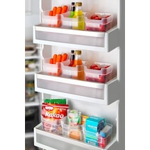 Kitchen Life Büyük Boy 12'li Çok Amaçlı Buzdolabı Kapak Içi Düzenleyici Kutu Çok Amaçlı Organizer 0.95 ML Şeffaf