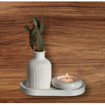 Dekoratif Vazo, Tealight Mumluk, Tepsi Set