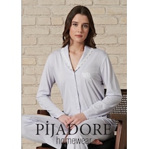 Pijadore 1704 Önden Düğmeli Uzun Kol Pijama Takım 001