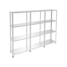 Raf Burada  4 Katlı 3'lü Galvaniz Çelik Raf - Depo, Arşiv, Kiler, Dosya, Market Rafı-43x75 cm-100 cm-1.00 mm