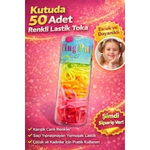 50 Adet Renkli Lastik Toka Seti Kutu İçinde Karışık Renkli Saç Lastiği Çocuk Ve Kadın Saç Tokası Açık Kahve