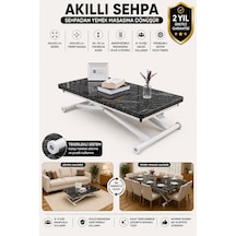 Home Üst Tabla Mdf Siyah Mermer Oval Köşe Alt Beyaz