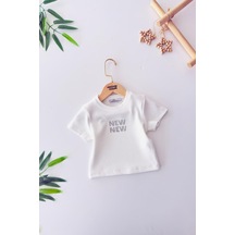 Miniğimin Cicileri New Taş İşlemeli Kız Çocuk Esnek Crop - Beyaz Beyaz