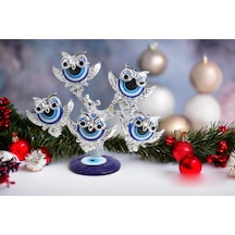 Feng Shui Nazar Boncuğu Çiçeği Hayat Ağacı Biblo Servet Çakra Şans Ağacı Mavi Göz Baykuş 15 Cm. 96728053
