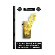 Premium Sevgili Arkadaş Masa 5 Mt Gün Işığı Pilli Peri Led Kl:500