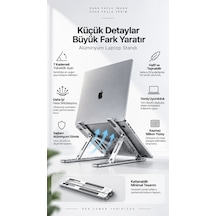 Alüminyum Katlanabilir Laptop Standı 7 Kademeli Yükseklik Ayarlı Dizüstü Bilgisayar & Tablet Tutucu