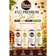 Melwiss Chocolate 4 Lü Premium Tatlı Sos Seti Sütlü Beyaz Bitter Antep Fıstıklı 330 Gr X 4