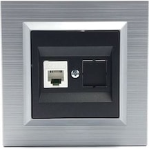 Ovivo Quantum Gümüş Siyah Data Prizi Çerçeveli