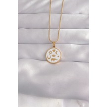 316l Çelik Gold Renk Beyaz Mineli Karışık Figürlü Tarot Kolye 5886 Çok Renkli