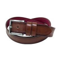 Süzer Deri 4 Cm.lik Spor Suni Deri Çift Dikişli Model Erkek Kemer Kahverengi Kahverengi