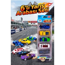 6 Adet Renkli Model Araba Seti - Erkek Çocuk İçin Eğitici Metal Yarış Arabaları 1:72 Çok Renkli