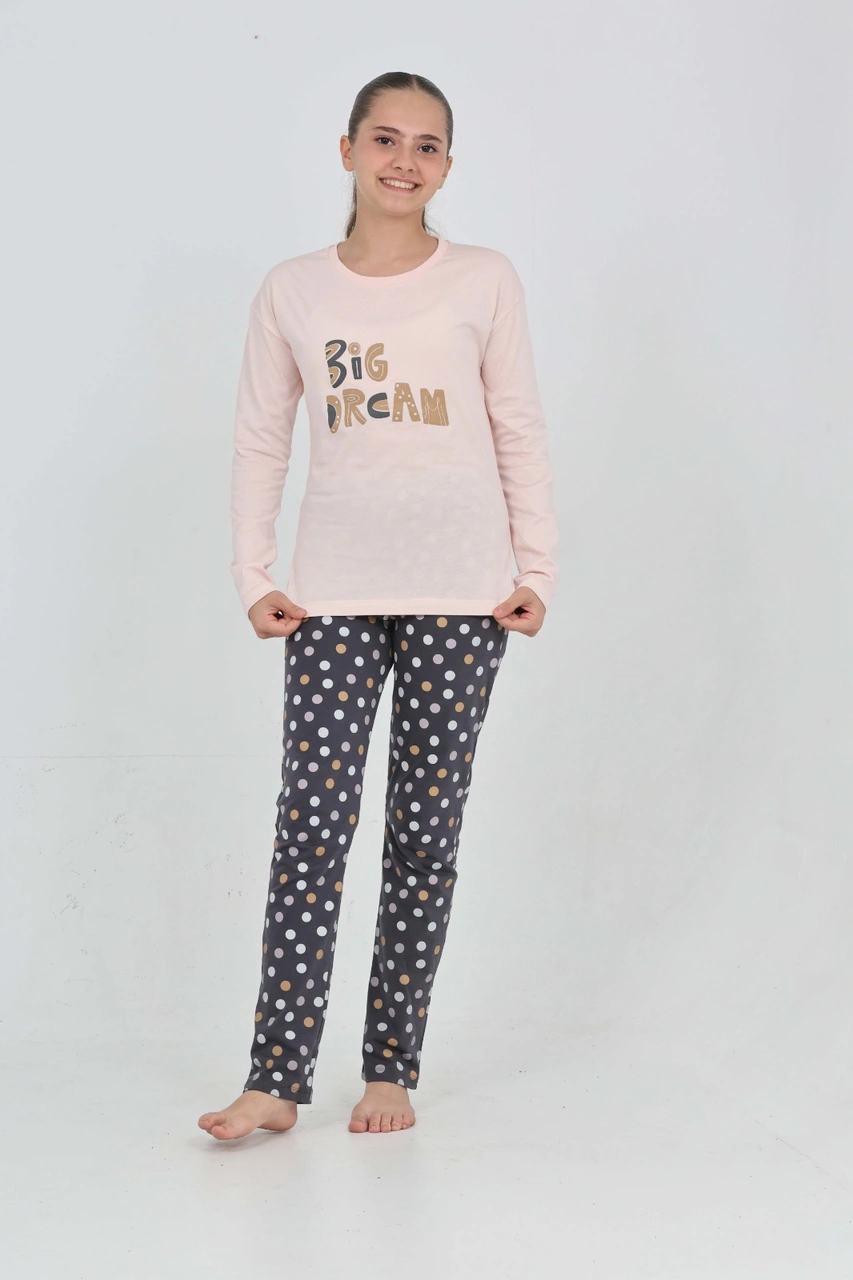 Toontoy Kız Çocuk Big Dream Baskılı Pijama Takım Pudra