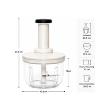 Basmalı Rondo Doğrayıcı, 1500 Ml Kapasiteli, Şeffaf Hazne, Paslanmaz Çelik Bıçak, Bpa İçermez