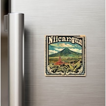 Nikaragua Nicaragua - Posta Pulu Temalı Ülke - Baskılı Buzdolap Magneti Kare - 9x9 Cm