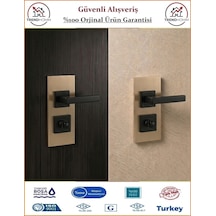 Grossavm Lama Rozetli Wc Banyo Kapı Kolu - Mat Siyah - 1 Takım Ön Ve Arka
