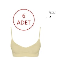 6'lı Kadın Ince Pedli Askılı Dikişsiz Esnek Büstiyer-1 Açık Krem - Siyah