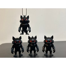Kurt Adam Figür Seti - 3d Yazıcı Tasarım Werewolf Biblo - Kırmızı Gözlü Siyah Canavar