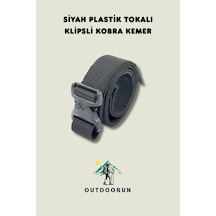 Outdoorun Siyah Plastik Tokalı Klipsli Kobra Kemer Siyah
