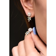 Papatya Silver 925 Ayar Gümüş Mineli Papatya Çivili Küpe