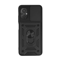 Xiaomi Poco M5 Uyumlu Kılıf Pars Lens Yüzüklü Silikon - Siyah