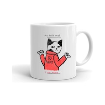 No Talk Me Im Angy Kedi Baskılı Seramik Beyaz Kupa 2