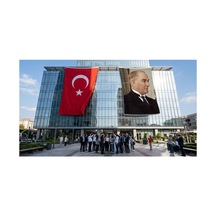 Gazi Mustafa Kemal Atatürk Yan Portre Bayrak Ve Türk Bayrağı Premium Raşel Kumaş 2'li Set 10x15 Metre Ata58 Diğer