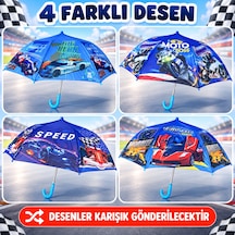 Mubx 8 Telli Desenli Erkek Çocuk Şemsiyesi Çocuk Okul Şemsiyesi Mavi