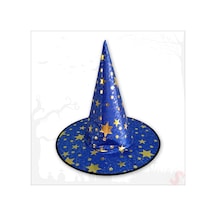 Yıldız Desenli Hallloween Cadı Şapkası, 38cm - Lacivert