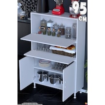 Vento 95 Cm Çok Amaçlı Mutfak Kiler Dolabı Üst Kapaklı Banyo Ayakkabılık Boy Mutfak Dolabı 95x150x32 Beyaz