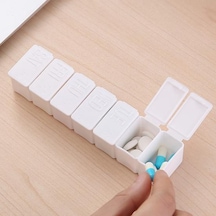 Pembe Ofis İçin Taşınabilir Hap Kutusu Plastik 7 Izgaralar Dikdörtgen Tabletler Ayırıcı Durumda Pratik Neme Dayanıklı Yeniden Kullanılabilir Pembe