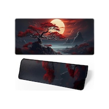 Darkness Red Moon Masa Matı Japon Mouse Pad, Büyük Kiraz Çiçeği Masa Örtüsü, Xl Anime Oyun Klavyesi Mat, Kaymaz