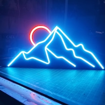 Dağ & Güneş Neon Led 3d Baskı Çok Renkli