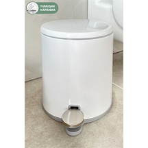 Cigo 6 Lt Yumuşak Kapanan Pedallı Banyo Mutfak Ofis Çelik Çöp Kovası - Beyaz & İç Kısım Gri-7311