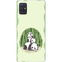 Samsung Galaxy A51 Uyumlu Panda Ailesi Baskılı Silikon Kılıf Renkli