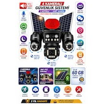 Avenir 4 Kameralı 3 Motorlu Ptz + 1 Sabit Kamera Solar Telefon Kontrol Turkcel Data Hattı 60 Gb Yanında