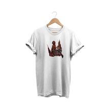Av Seti Baskılı %100 Pamuk Beyaz T-shirt Basic Kalıp Beyaz T-shirt Beyaz