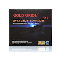 Zenvia Gold Orion Km-84 Tasarruflu Şarjlı Zoomlu Metal El Feneri Kemer Klipsli Znv2026 Çok Renkli