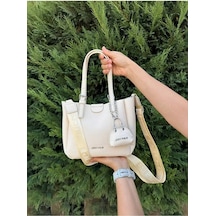 Just Polo Kadın Yeni Sezon Yumuşak Derili 4 Bölmeli Lüks El Ve Omuz Çantası Shopper Ebat: 28 X 20 Cm Krem