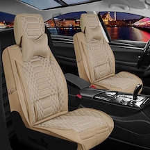 Opel Vectra C Uyumlu Lüks Deri Oto Koltuk Kılıfı Ön Arka Takım Set Bej Fs