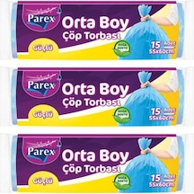 Parex Güçlü Orta Boy Çöp Torbası 3 x 15'li 55 x 60 CM