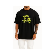 Bahriyeli Collection Oversize Ezhel Graffiti Style - Made İn Trap Göğüs Tasarımlı Unisex T-shirt Siyah