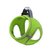 Mita Air Mesh Kedi Köpek Göğüs Tasması Çift Reflektörlü, Terletmeyen Neon Yeşil