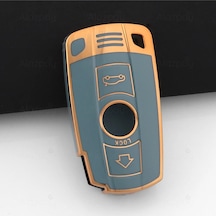 Bmw E60 E61 E70 E81 E87 E90 E91 E92 X1 X5 X3 1 3 5 6 Z4 M3 M5 Gold Kenar Tpu Anahtar Kılıfı Mavi