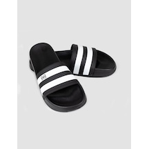 Siyah - Beyaz Kauçuk Tabanlı Erkek Terlik Siyah