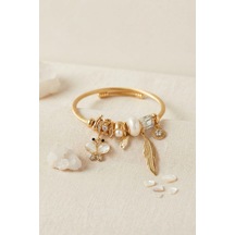 Kelebek Model Gold Renk Beyaz Charmlı Bileklik 6446404