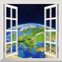 Pencere Poster Duvar Kağıdı 3d Dünya Yapışkanlı Sticker Diğer